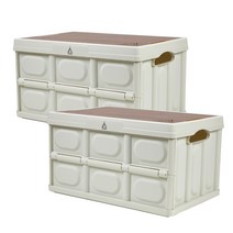 엘케이유로 캠핑 폴딩박스 1+1 나무 상판포함 (박스 2개 상판2개 세트)