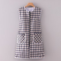 정장 앞치마 조끼 면 표백제 복대 우먼 신형 가정용건조기 생요리사 요리 성인 작업복, T19-정장 체크 배자 발롱블루