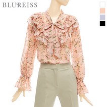 [블루레이스] 플라워나염프릴블라우스_BI3S3BL5001