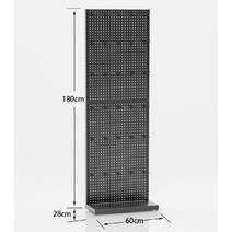 편의점 진열대 피씨방 과자 매대 타공 보드 마트 후크 약국 스낵 수납대 정리 전시 랙, 블랙 60x180CM(후크 30개포함)