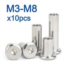 리벳너트 팝너트볼트 M3 M4 M5 M6 M8 스테인레스 스틸 플랫 육각 소켓 헤드 10 개/묶음 가구 리벳 커넥터 인서트 조인트 슬리브 캡 너트, 15mm x10pcs