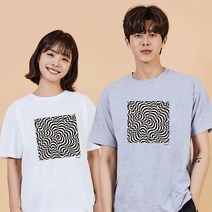 오너클랜 키밍 착시 옵아트 롱반팔티셔츠 귀여운커플티