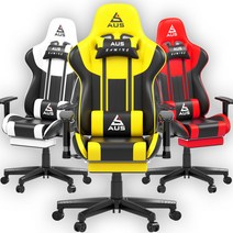 아우스 위너렉스 게이밍의자 침대형의자 PC방의자 게이머의자 게이밍체어 학생의자 컴퓨터의자 가성비의자 편안한의자, 옐로(발받침 포함)