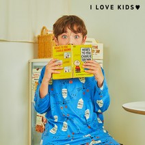 알럽키즈 주니어잠옷 아동 어린이파자마 피치기모세트 블루고양이