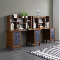 씨앤씨구스 사무용책상 디엘르 엘리 2400 2인용 학생수납책상세트, 네이비