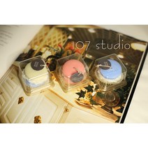 올리브라이프 마카롱 캔들 천연 향초 아로마 컬러 무드 주문제작 선물 답례품 분위기(3개세트)