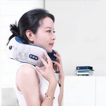 충전식 차량용 가정용 여행용 U자형 목보호 쿠션 마사지기 블루 그레이 파우더 3색, 핑크