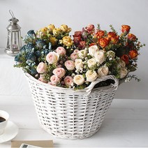cocoo cocooning 꽃리스 가렌드 조화부케 6color 장미꽃 부쉬 인테리어 조화, 1개, 옐로우장미