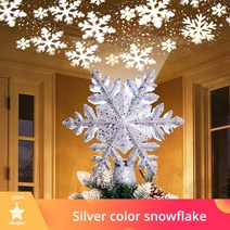 트리별 스타 크리스마스 트리 탑 라이트 회전 LED 눈송이 프로젝션 가족 파티 장식에 적합, [04] Silver color snowfla, [03] AU Plug