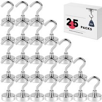 LOVIMAG 튼튼한 자석 후크 튼튼함 11.3kg(25파운드) 희토류 냉장고용 교실 크루즈 가정 주방 직장 사무실 및 차고용 천장 - 60팩, Silver