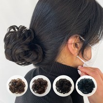 똥머리 가발 면접 승무원 가채 곱창 당고머리 컬 붙임 덧 끈 올림 묵음 한복 혼주, 1컬머리-라이트브라운