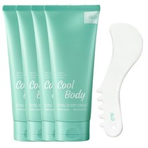 [핏디] 쿨바디 크림 200ml+리프팅 마사저 - 바디보습 쿨링젤 괄사 마사지기 셀룰라이트 붓기 완화, 크림4개+마사저1개