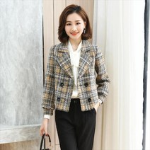 연예인 작은 향수 짧은 코트 여성 초봄 새로운 봄 가을 올 매치 체크 무늬 탑