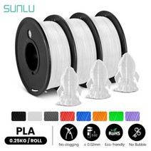 SUNLU-3 롤 PLA 3D 필라멘트 1.75MM FDM 프린터 250G 미니 스풀 더 많은 색상 무취 무독성 친환경 3D 펜 사용, White White White