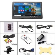 ESSGOO-휴대용 트럭 버스 백업 모니터 10.1 인치 HD 1024*600 TFT LCD 컬러 스크린 반전 디스플레이 지원 BNC VGA AV HDMI, CHINA_US Plug