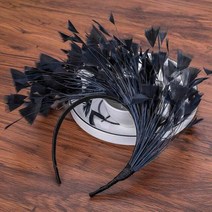 머리띠 깃털 머리띠 헤어 밴드 여성 깃털 머리띠 헤어 액세서리 머리 장식 파티 헤어 머리 장식 크라운, Black