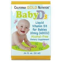California Gold Nutrition 캘리포니아 골드 베이비 비타민 D3 리퀴드 10 mcg (400 IU) 10 ml