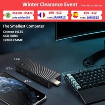 미니피씨 스틱pc 미니pc WooYi-T6 프로 미니 PC 스틱 인텔 셀러론 J4125 쿼드코어 6GB 128GB 4K HD 윈도우, 01 J4125 6GB 128GB_04 EU, 01 J4125 6GB 128GB, 04 EU