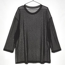 썸머 긴팔 옆트임 루즈핏 커버업 비치웨어 티셔츠 TS18828F, FREE[44~77], 블랙