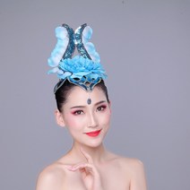 공연용 화려한헤어장식 오프닝 민족현대무용 머리꽃 반짝이 머리장식 라틴댄스 무대 광장무대, 14 말라카이트 블루