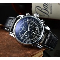 디젤시계 가성비시계 Zeppelin-남성용 방수 럭셔리 가죽 비즈니스 캐주얼 쿼츠 시계 세 눈 다기능 크로노그래프