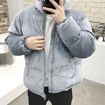 용된다 남자 겨울 벨벳 무지 숏패딩 점퍼