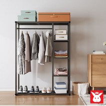 토토만리빙스테이 스탠드 시스템 토토행거 철제옷장 선반형 드레스룸 옷걸이 인테리어 행거, 블랙, A형-120cm