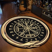 맞춤형 러그 라운드 카펫 Satanic Cat 염소 포금된 왕좌 지역 무신론자 카펫 목욕 매트 블랙 거실 홈 인테리어