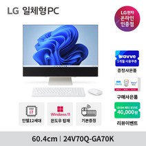 [한컴오피스 증정/업그레이드가능] LG 일체형PC 24V70Q-GA70K 윈도우11 [24인치/12세대i7/RAM 8GB/SSD 256GB], 16GB(총용량), 756GB(총용량)