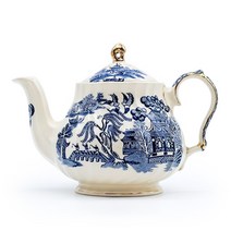 Antique 새들러 블루 윌로우 티팟 영국산 일인티포트 앤틱 빈티지카페 소장가치, 1개