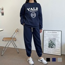 럭시홈 여성용 YALE 트레이닝복 세트 [맨투맨+조거팬츠] - (블랙 그레이 네이비)