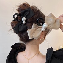 리본 진주 빅사이즈 집게핀 2colors