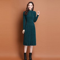 Momolatti 반폴라 뉴똥 슬림 골지 기모 니트원피스