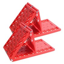 비탈길 버팀목 고임목 자동차 견인 보드 접이식 튼튼한 오프로드 트랙 매트 셀프 레스큐 미끄럼 방지 플레이트 모래 눈용 2 팩, Red, Red