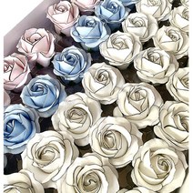 샤넬장미 비누꽃 50송이+비누꽃대50개, 샤넬장미30+파란색10+핑크색10