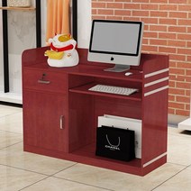 인포데스크 카운터계산대 식당 학원 미용실 가게 인포테이블 포스계산대 안내 계산대테이블 15, 100x38x90cm, 홍단목색