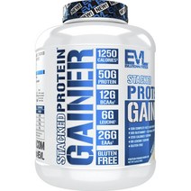 Evlution Nutrition 스택드 프로틴 게이너 바닐라 아이스크림 맛, 1개, 2.72kg