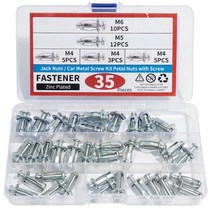 앙카잭너트 꽃잎 확장 고정 장치 나사 포함 M4 M5 M6 다웰 금속 세트 벽 앵커 모음 키트 35 개, 한개옵션0