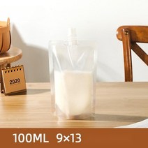 스파우트파우치 뚜껑 육수 음료수 일회용 즙파우치 주스 액상 쥬스 음료팩 포장용기 캡파우치, 투명 100ml, 100개