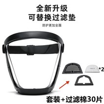 보안면 용접마스크 안면보호 보호대 장비 농약 살충제 예초기 서리방지 마스크, 업그레이드 블랙테 화이트+30매 필터
