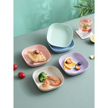 일본식 가정용 접시 플라스틱 식탁, 사각접시 퍼플 5팩 (폭 14.3CM)