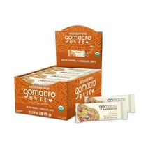 정품 미국과자 GoMacro MacroBar 유기농 비건 단백질 바 코코넛 아몬드 버터 + 초콜릿 칩 65.2g(2.3온스), Salted Caramel Chocolate Chip