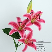 바이오닉 플라워 부케 향수 백합 조화 백합 모조 꽃 장식 꽃꽂이 거실 식탁 플라스틱 꽃꽂이, 2204세머리릴리:로즈레드, 1개