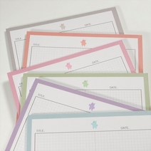 B5떡메모지 공시생 다꾸 모눈노트 노트패드 모눈떡메, 스카이블루/퍼플/그린/핑크/그레이