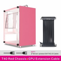 컴퓨터케이스t40 pc케이스 본체케이스 게이밍컴퓨터케이스 데스크탑케이스 컴퓨터케이스교체, t40 빨간색 GPU 케이블