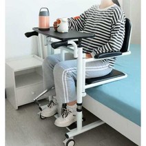 일어나지 못하는 환자용 휠체어 요양병원 배변 보조, 유압리프트 + 식탁 + 안전벨트 + 가죽커버
