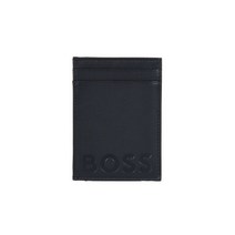 BOSS 보스엠보로고 그레인 가죽 카드 지갑 50475427_001 - 블랙
