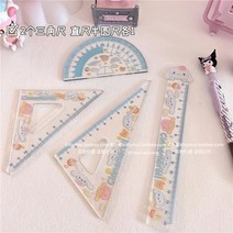 4개1set 산리오 자 각도기 삼각자 초등학생 준비물 쿠로미 자세트, 시나몬롤