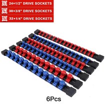 팬톤컬러칩 색상표 1/4 "3/8" 1/2 "렌치 홀더 트레이트 플라스틱 범용 소켓 레일 브래킷 수, 13 6Pcs