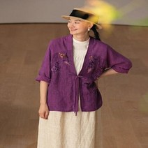 삼베옷 계량 모시옷 봄 의류 린넨 겉옷 여성 자수 코튼 탑 중국 선 차 여름 복고풍 예술적 야외